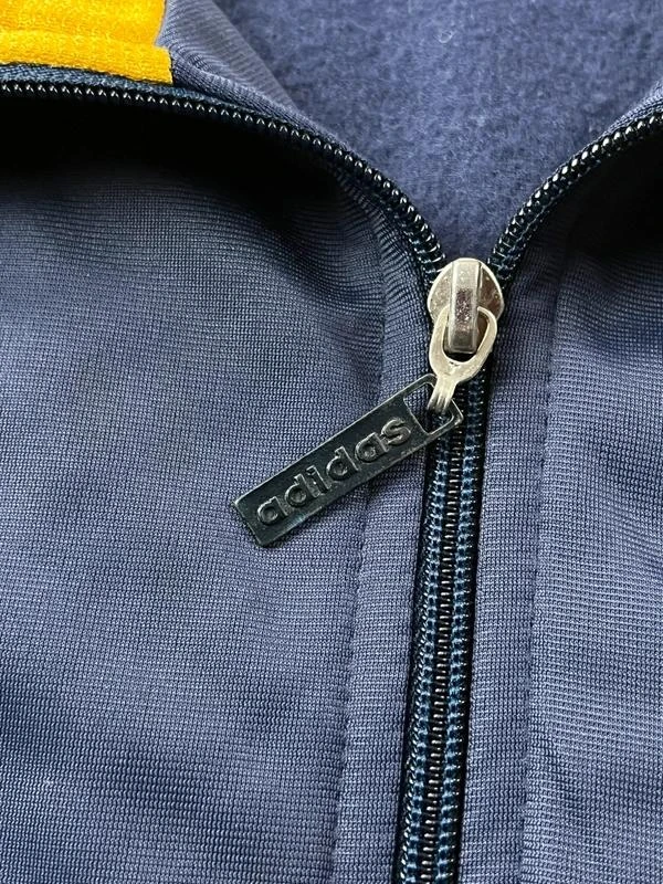 Vintage 90s adidas geborduurd logo marineblauw & geel ritssluiting trackjack maat – photo 7
